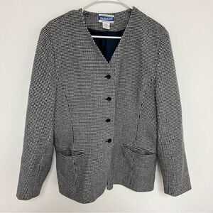 VINTAGE 1900s Pendleton 100% Wool Black White Button Down Blazer Women's size 12